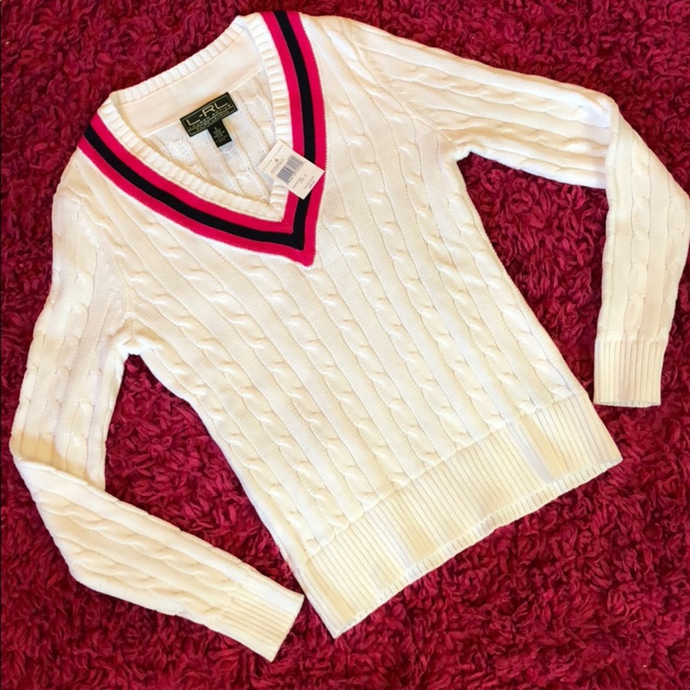 NWT Lauren Ralph Lauren White Cricket Sweater